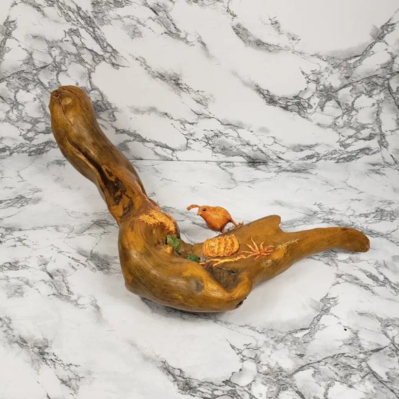 Handmade Driftwood Quail Desert Cactus Turquoise Wall Art Vintage - Picture 5 of 9